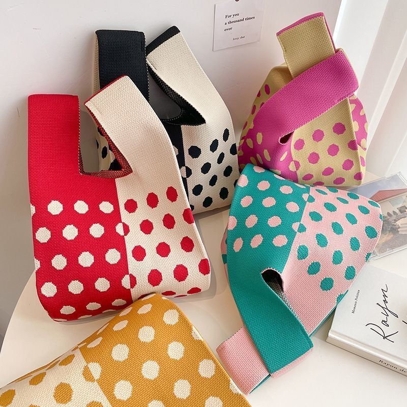 Casual Style Woven Polka Dots Mixed Color Woven Polyester Women's Square Bag h5 Picture4