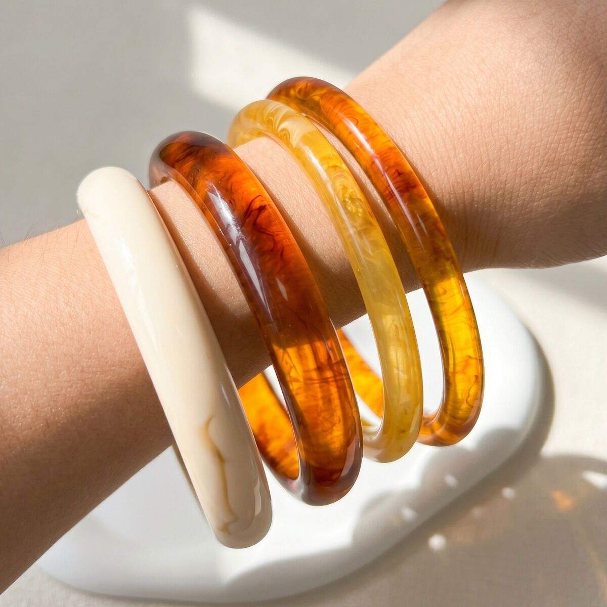 Conjuntos de pulseras de resina con degradado de color para mujer h5 Imagen3