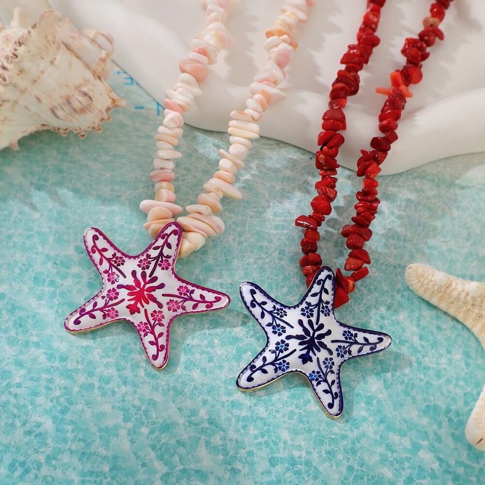 Vacation Oceanic Style Beads Starfish Women's Chain Necklaces Picture2