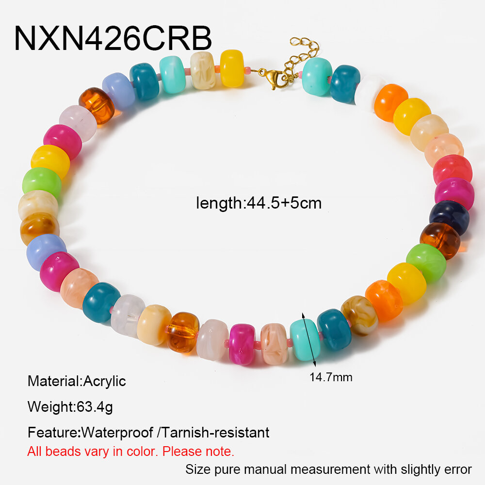 Bracelets de perles ethniques bohèmes géométriques en acrylique doré pour femmes h5 