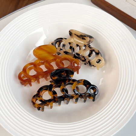 Simple Series Daily Leopard Print Mixed Color Circle Gradient Color Acetate Hair Claws 2