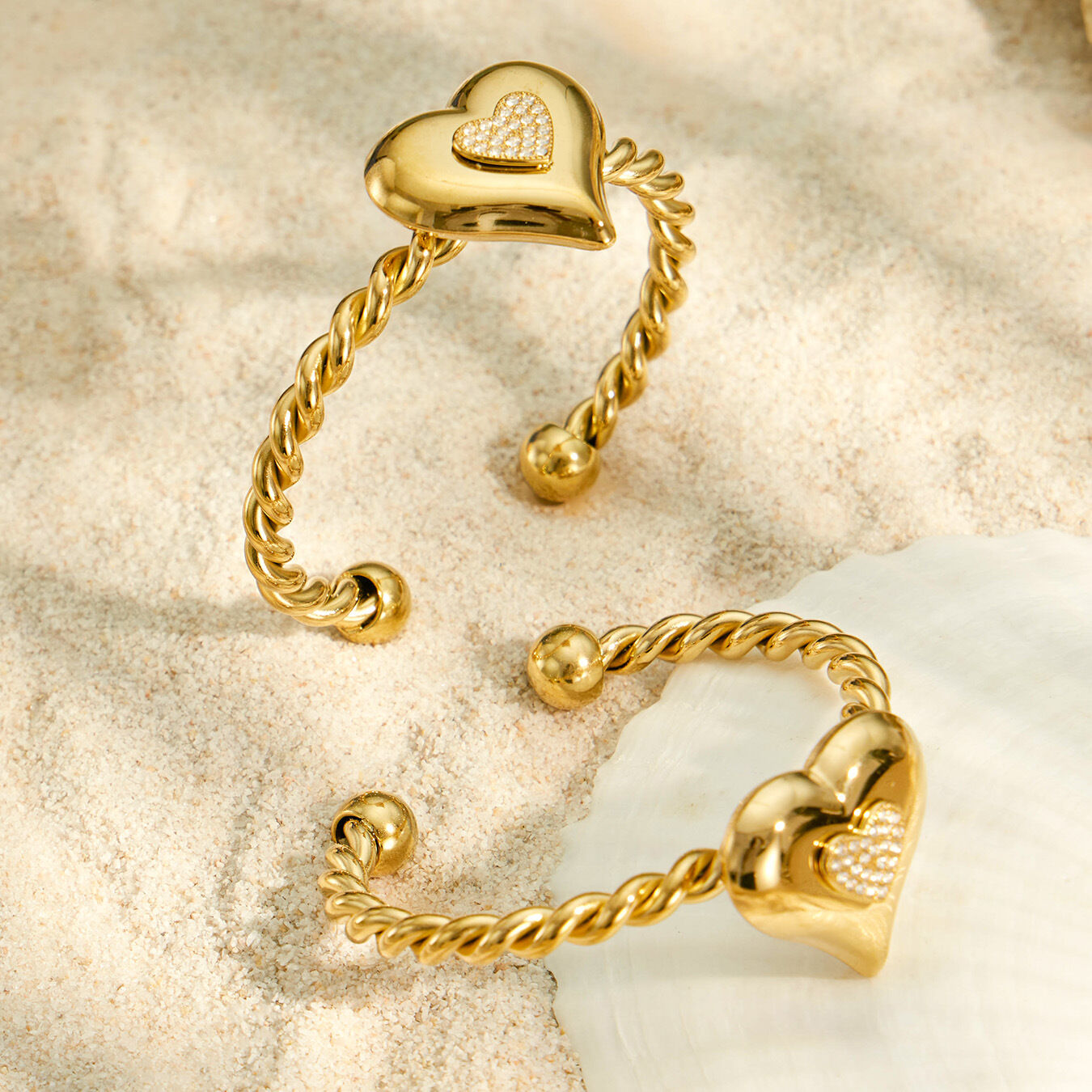 Luxurious Series Daily Heart Twist Stainless Steel Waterproof   Gold Color  Women's Bangles h5 Picture4