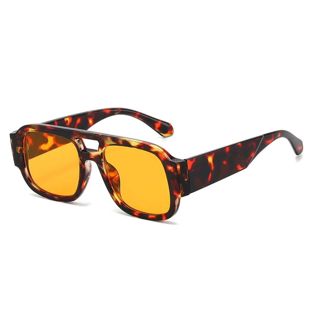 Simple Series Retro zonnebril met effen kleur en luipaardprint