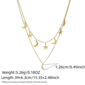 Simple Retro Daily Star Moon Stainless Steel Waterproof Gold Color Women's Pendant Necklaces h5