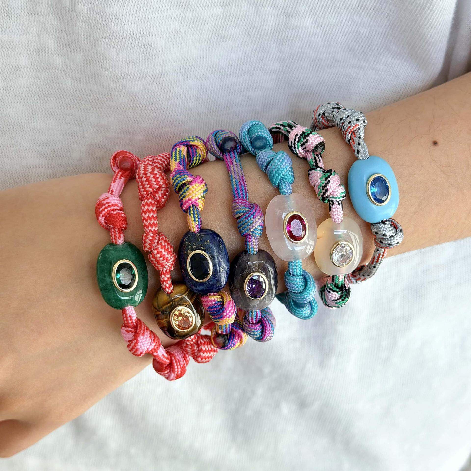 Bracelet tressé pour femme, forme elliptique irrégulière, collection romantique, idéal pour les vacances. 2