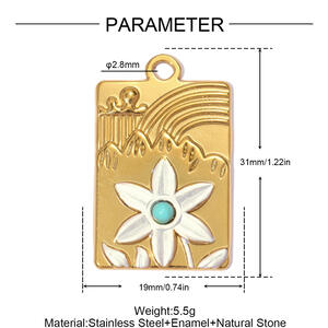 Colgantes de lujo para mujer, de la serie DIY, con diseño de lazo, forma circular y rectangular, de acero inoxidable, resistentes al agua y color dorado. h5