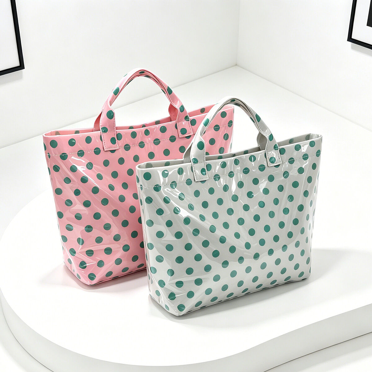 Lässige Damen-Tragetasche aus PVC mit Polka-Dot-Print in verschiedenen Farben h5 Bild3