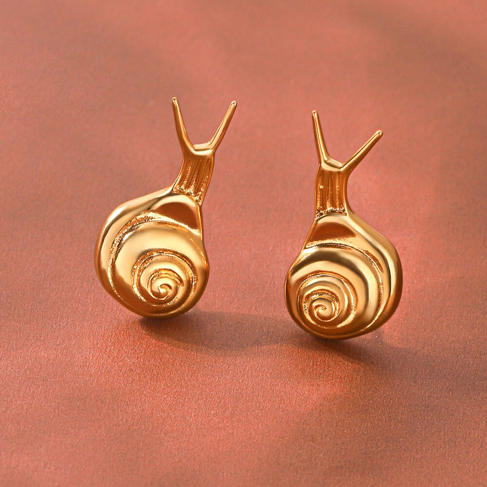 Simple Series Niedliche Schnecken-Ohrstecker aus Edelstahl, wasserdicht, goldfarben, für Damen h5Bild4