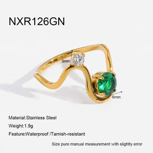 Simple Series Daily Geometric Shape Stainless Steel Waterproof Gold Color Zircon Women's Gemstone Rings h5