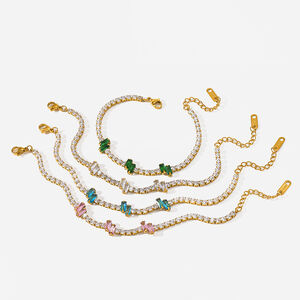 Stainless Steel Waterproof Gold Color Zircon Women's Chain Bracelets h5 Picture5