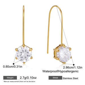 Simple Droplet Stainless Steel Waterproof Gold Color Zircon Women's Stud Earrings h5