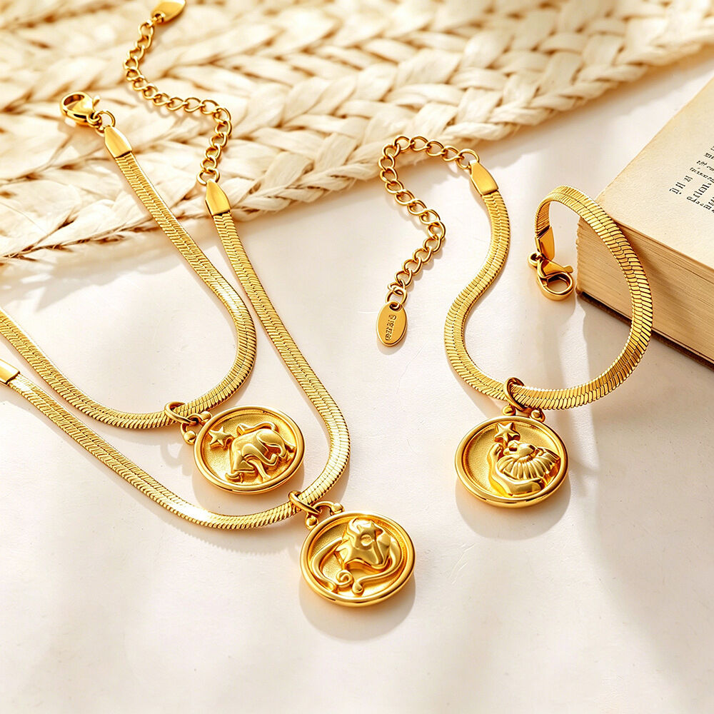 Simple Series Daily Constellation Stainless Steel Waterproof   Gold Color  Women's Charm Bracelets Picture3