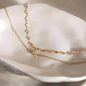 Simple Series Daily Chain Stainless Steel Waterproof Gold Color Zircon Anklets h5 Picture4