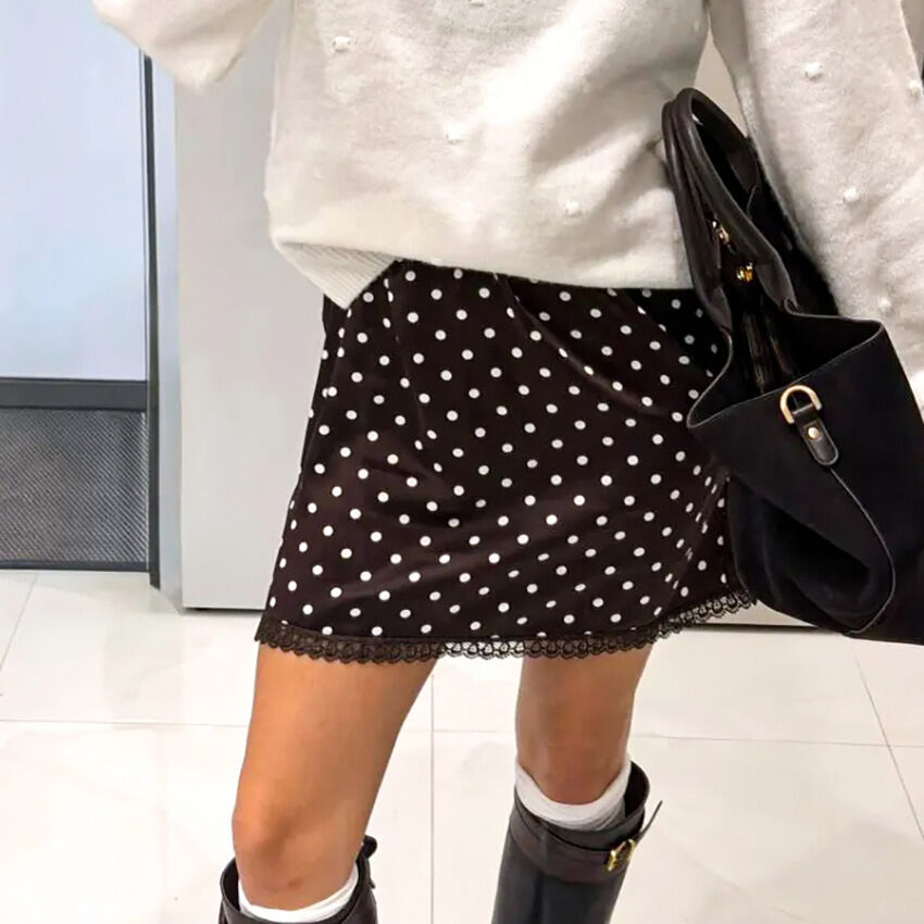 Simple Elegant Polka Dot Midi Skirt Picture3