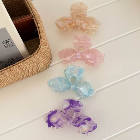 Simple Series Daily Bow Knot Solid Color Gradient Color Acetate Hair Claws 2