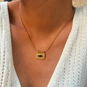 Simple Series Daily Devil's Eye Stainless Steel Waterproof Gold Color Women‘s Pendant Necklace h5 Picture3