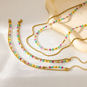 Natural Stones Beads Stainless Steel Waterproof Women's Jewelry Sets h5 Picture2