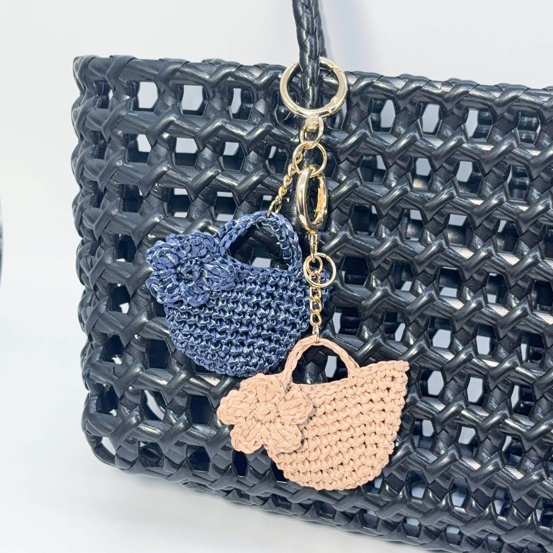 Simple Series Casual Flower Solid Color Woven Raffia Bag Charms