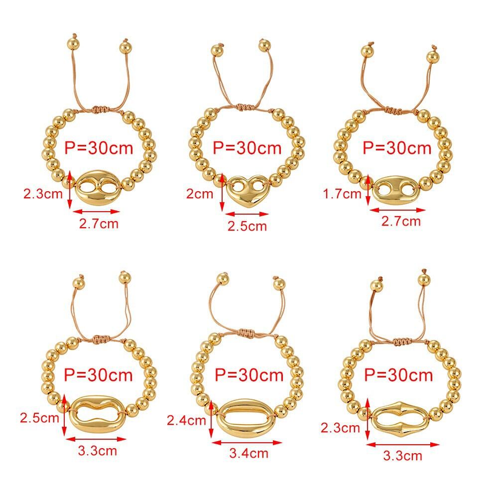 Bracelets de perles pour femmes, collection Simple, style décontracté, forme irrégulière, couleur cuivre et or Image4