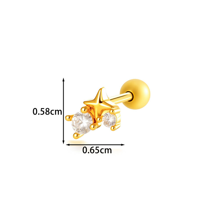 Orecchini da piercing da donna Simple Series Flower Moon color rame e oro con zirconi h5Immagine2