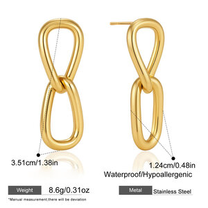 Luxurious Daily Irregular Shape Patchwork Stainless Steel Waterproof Gold Color Zircon Women's Drop Earrings h5