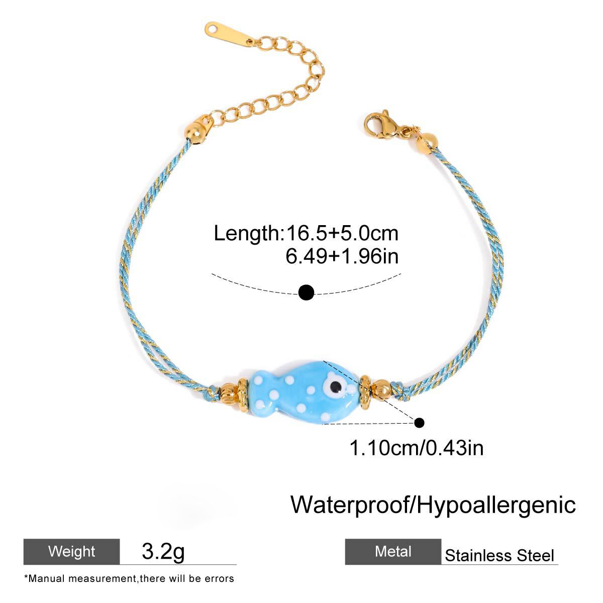 Romantic Series Daily Woven Fish Stainless Steel Waterproof   Gold Color  Women's Braided Bracelets h5 