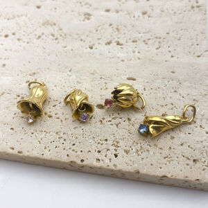 Colgantes románticos para mujer, de acero inoxidable, color dorado, con forma irregular de flor, resistentes al agua y con circonita moissanita. h5 Imagen4