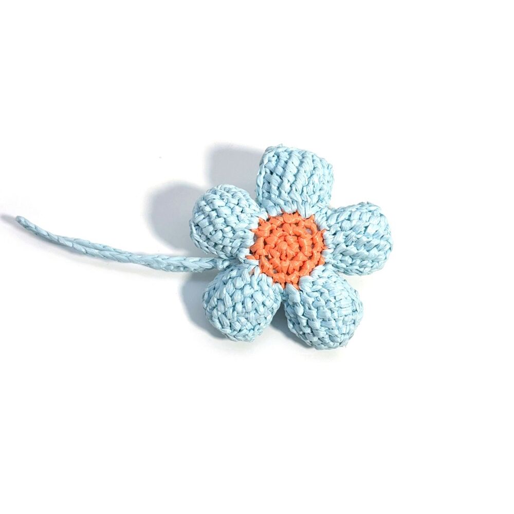 Eenvoudige serie Sweet Flower tashangers van geweven raffia in diverse kleuren h5Afbeelding4