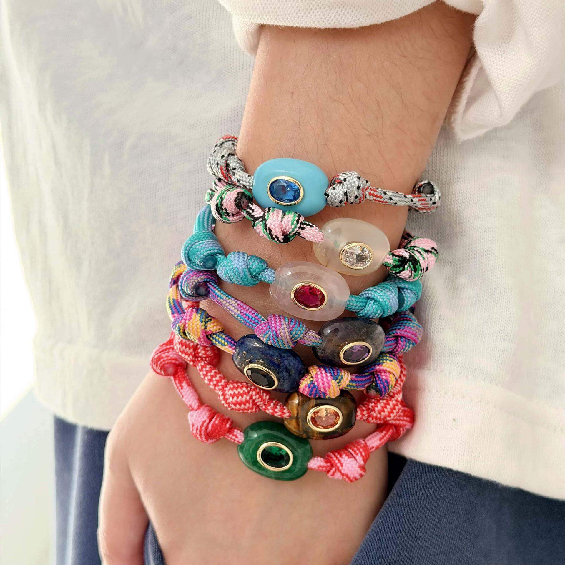 Bracelet tressé pour femme, forme elliptique irrégulière, collection romantique, idéal pour les vacances. h5 Image3