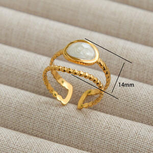 Romantic Series Simple Irregular Shape Moon Shell Stainless Steel Waterproof Gold Color Statement Rings h5