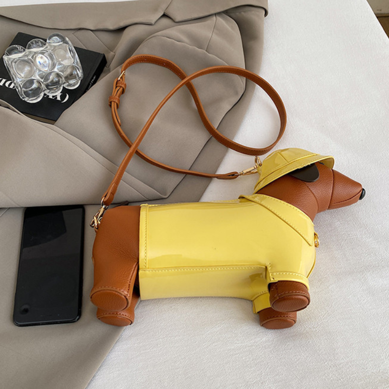 Streetwear Style Patchwork Dachshund Patchwork Mixed Color Pu Women's East-west Bag h5 Picture7