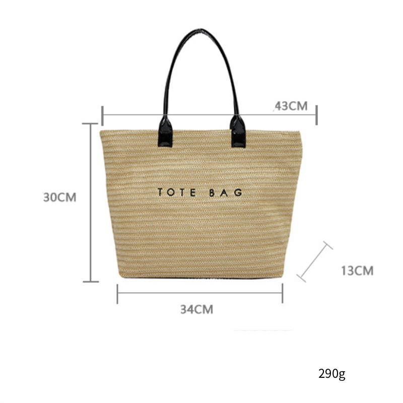 Casual Style Embroidered Woven Letter Solid Color Raffia Women's Tote Bag h5 Picture2