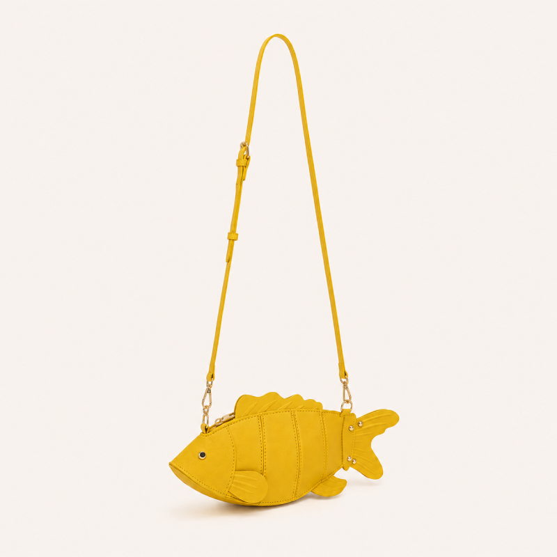 Streetwear Style Metal Hardware Patchwork Fish Solid Color Patchwork Oceanic Style Fish Rivet Pu Women's East-west Bag Picture2