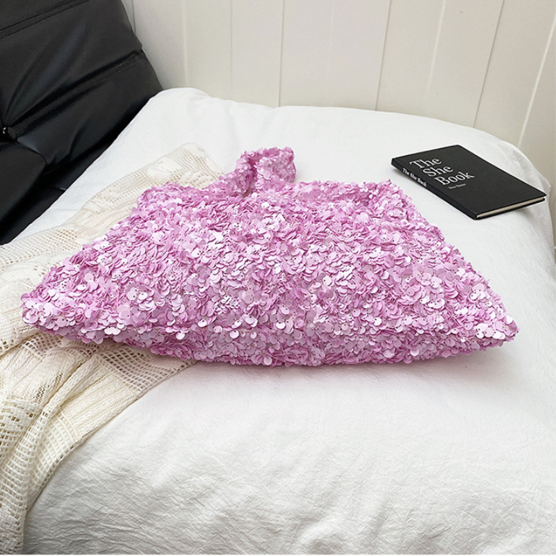 Casual Style Sequin Solid Color Polyester Women's Square Bag h5 Picture7