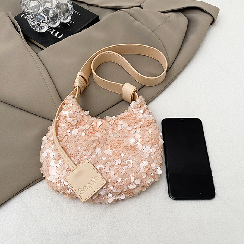 Casual Style Sequin Solid Color Patchwork Polyester Women's Round Bag Picture5