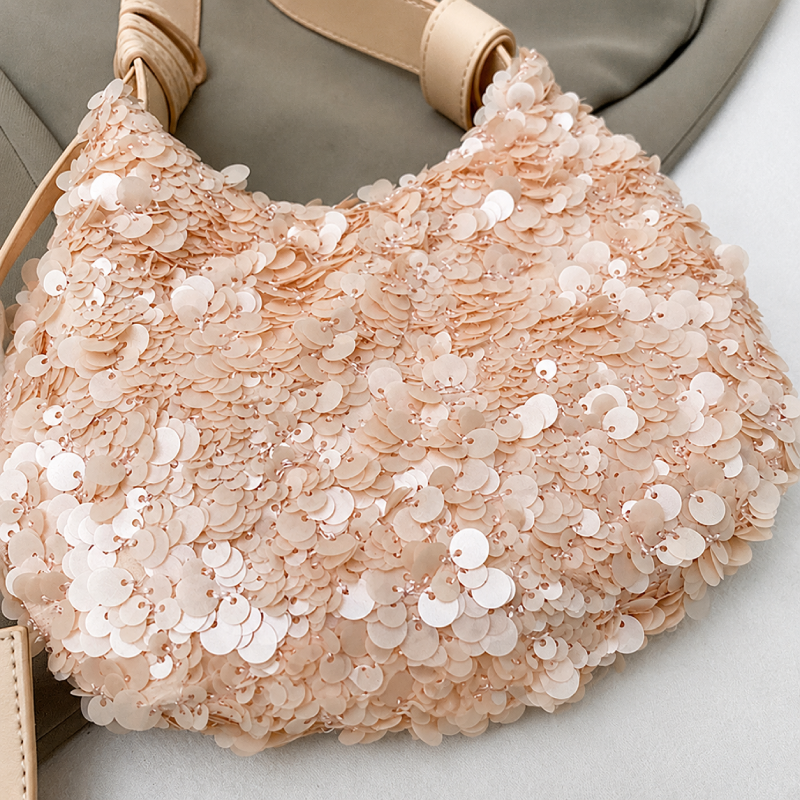 Casual Style Sequin Solid Color Patchwork Polyester Women's Round Bag Picture4