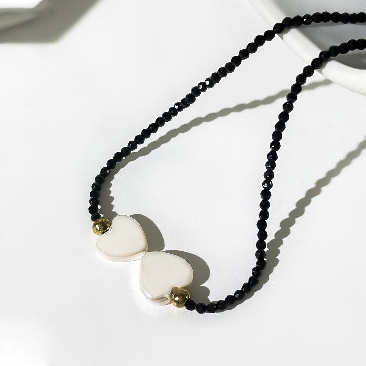 Simple Crystal Beads Pearl Heart Women's Beaded Necklaces
