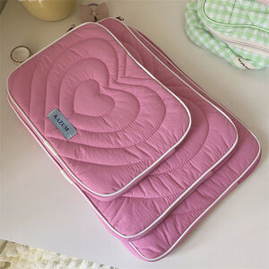Casual stijl laptoptas met gewatteerde hartjes en effen stof h5 Afbeelding2