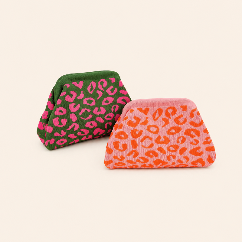 Pochette elastiche intrecciate Simple Series Daily Letter in tinta unita con stampa leopardata, righe e quadri, traforate e in colori misti h5 Immagine4