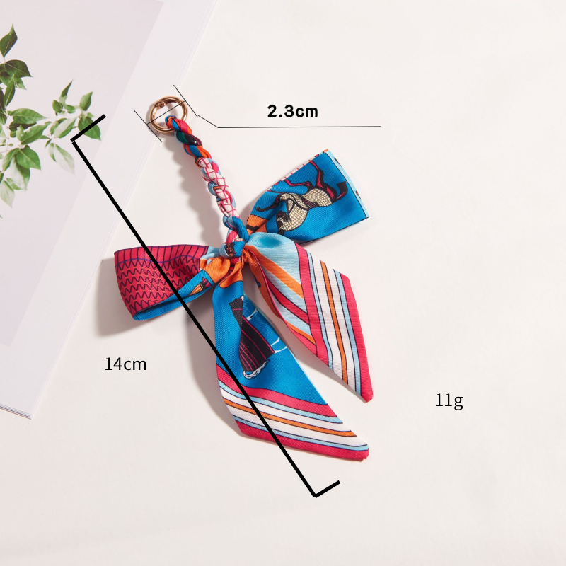 Simple Series Daily Flower Bow Knot Stripe Plaid Polka Dots Mixed Color Geometric Shape Polyester Bag Charms h5 Picture4