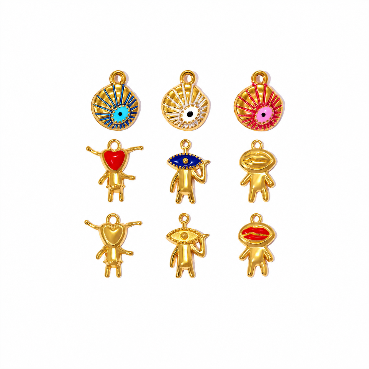Colgantes para mujer de la serie clásica con forma irregular de ojo del diablo, de acero inoxidable, resistentes al agua y color dorado.