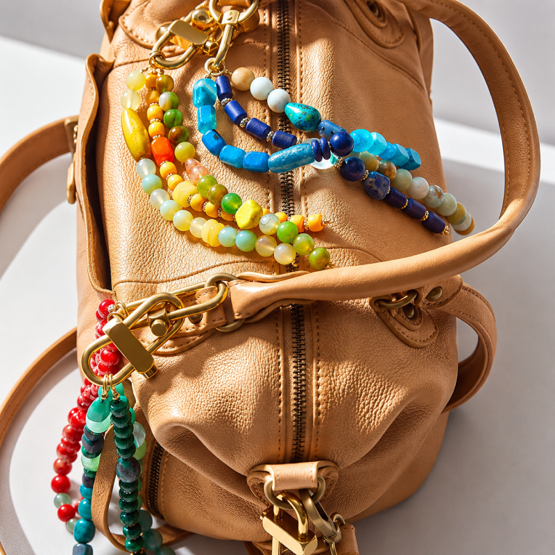 Serie sencilla, cuentas de forma irregular de color sólido de ágata, colgantes para bolsos de piedra natural. 2