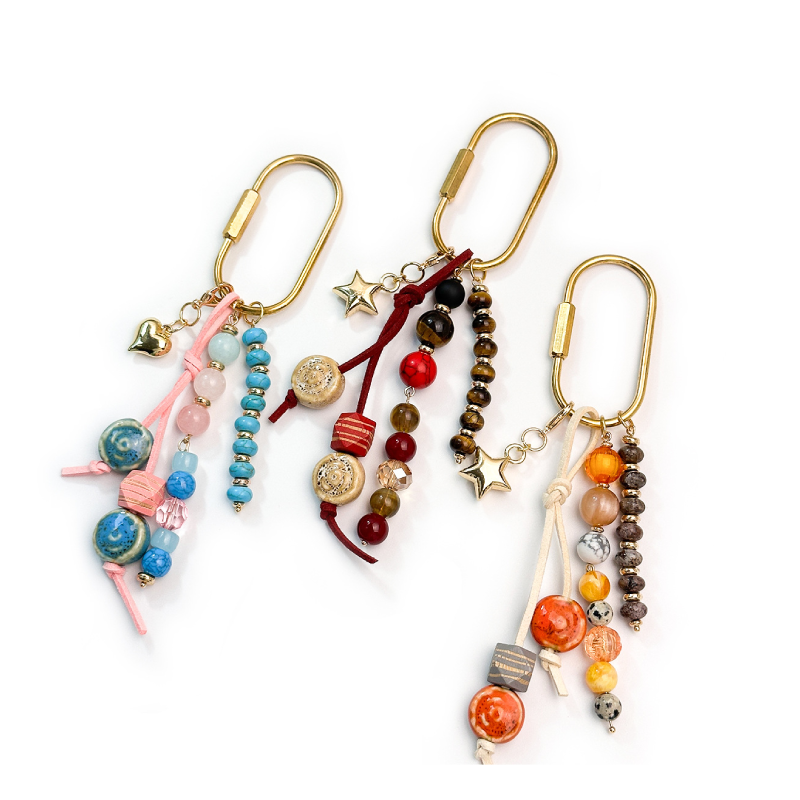 Einfache Serie böhmischer Herz-Perlen im ozeanischen Stil, gemischte Farben, Sternkette, Muschel, Holz, Naturstein, Taschenanhänger