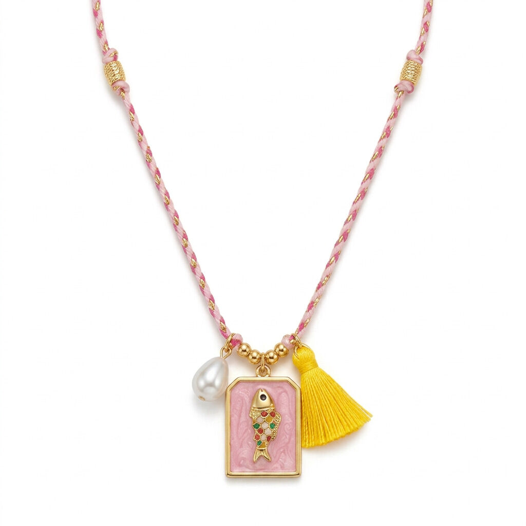 Collares con colgante de cobre para mujer, serie romántica, flores, estilo oceánico, peces. 2