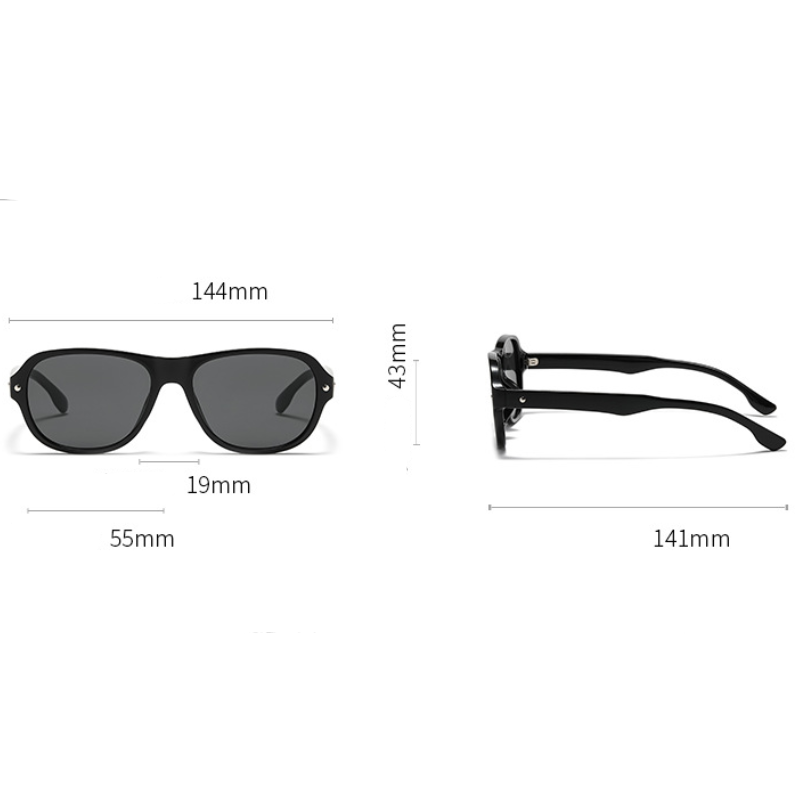 Simple Series Retro Düz Renk Leopar Desenli Güneş Gözlüğü Resim3