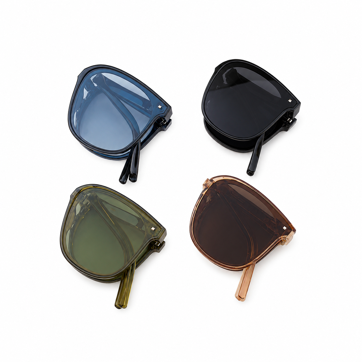Gafas de sol plegables Simple Series Daily de color liso con estampado de leopardo y degradado de color.