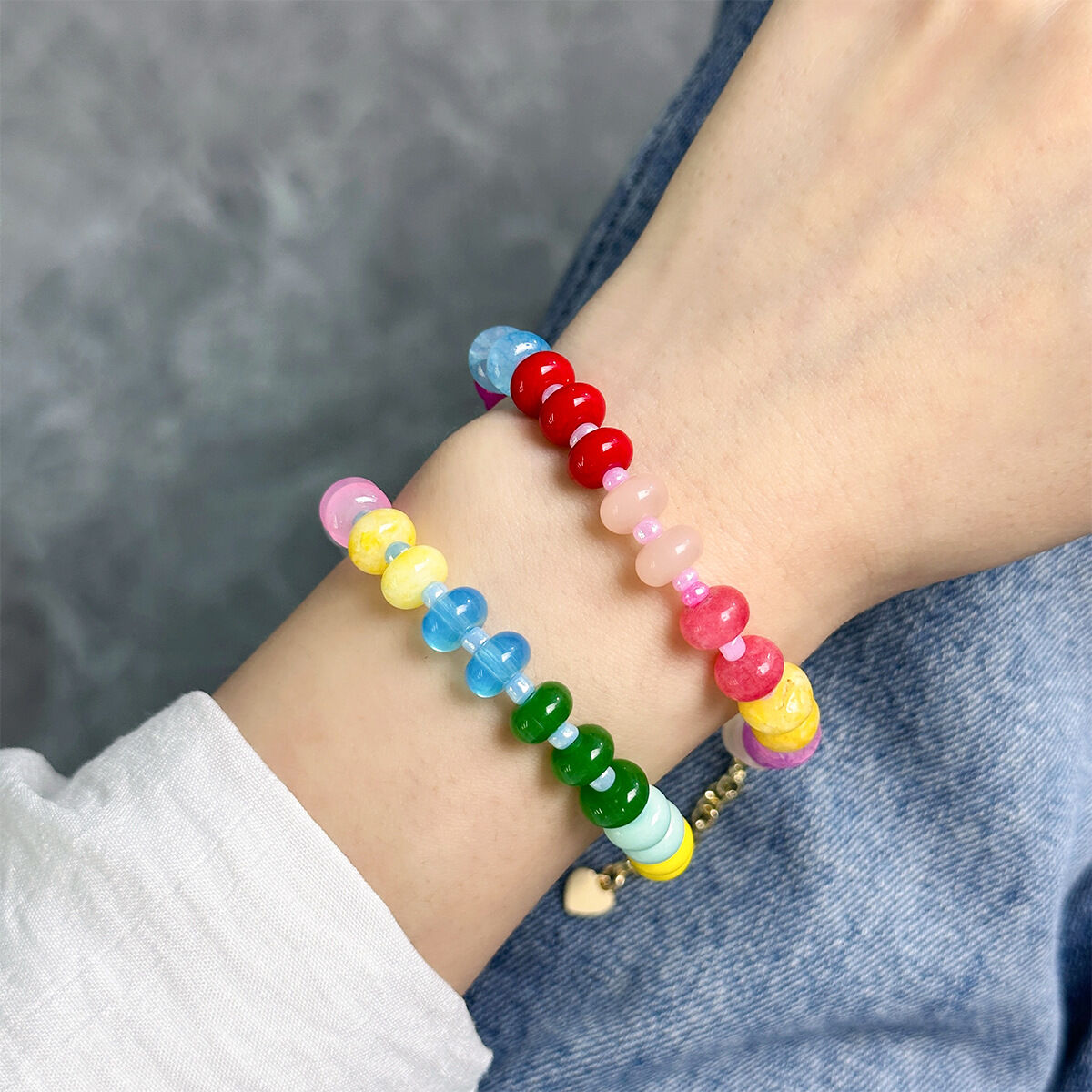 Bunte Perlen, Natursteine, Perlenarmbänder für Damen