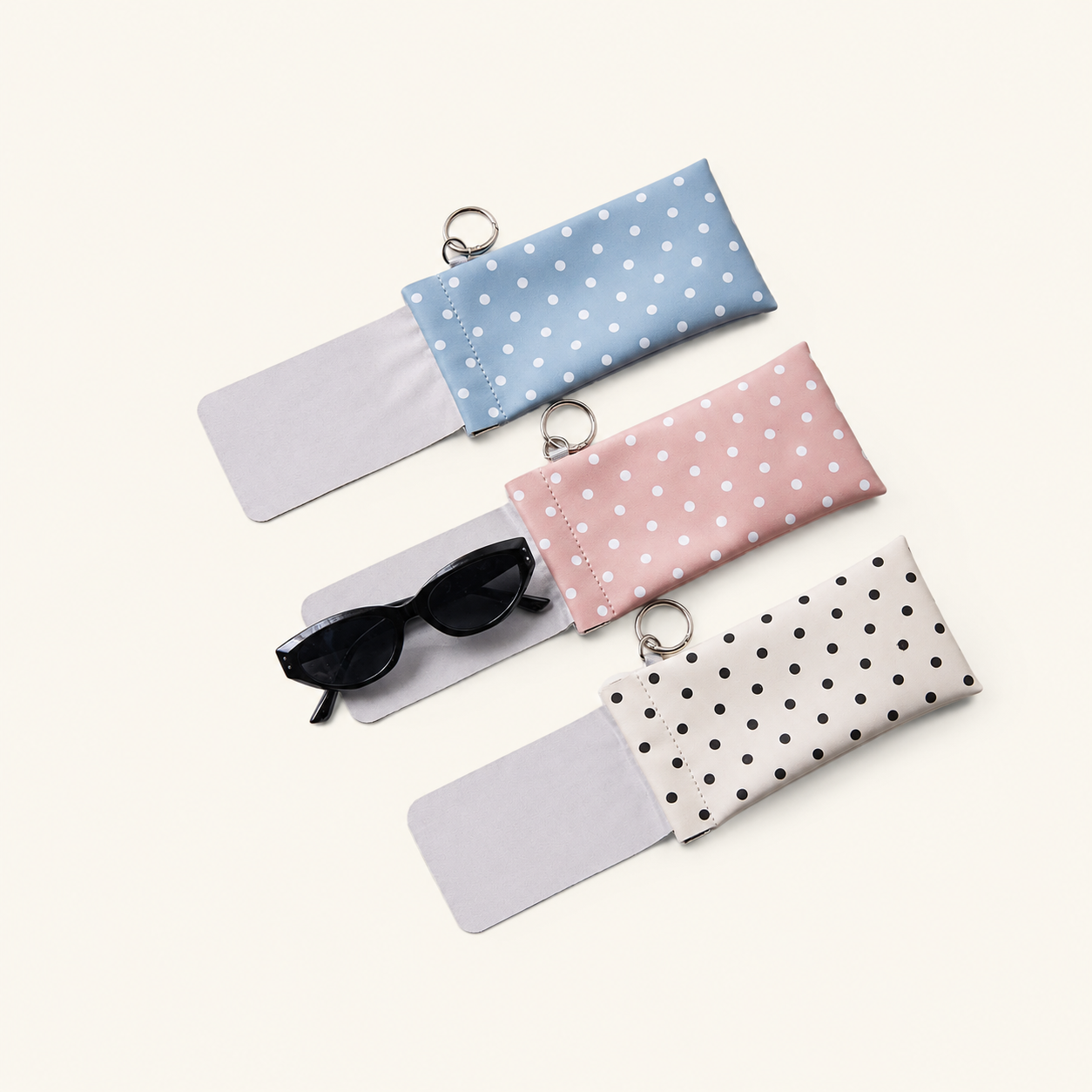 Custodia per occhiali da sole Simple Series Daily a tinta unita con pois in PU. Immagine2