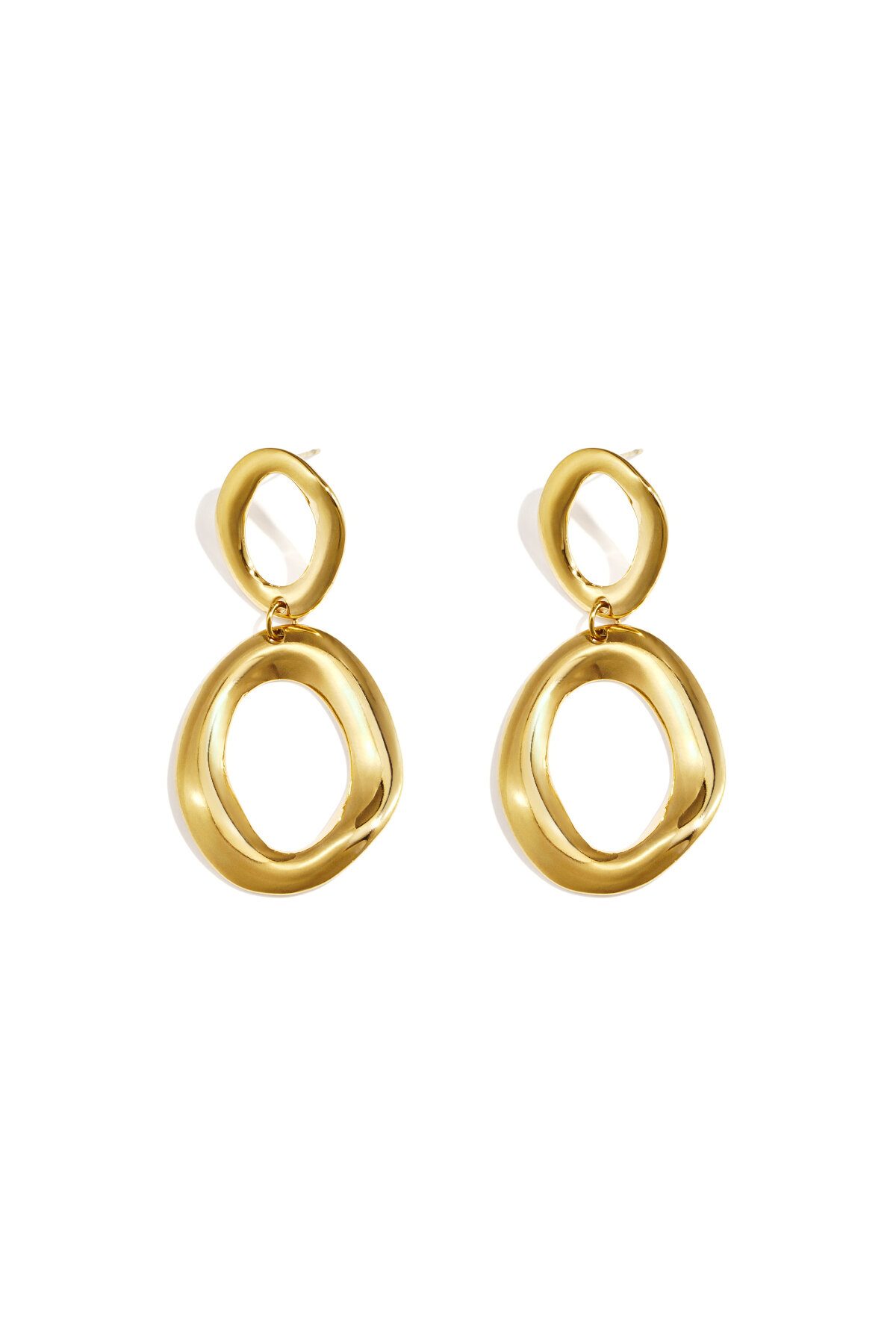 Boucles d'oreilles pendantes en acier inoxydable, style rond, collection décontractée et simple pour femmes h5 