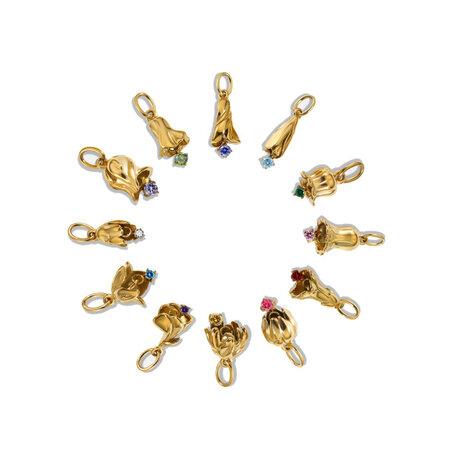 Romantischer DIY-Blumenanhänger aus Edelstahl in unregelmäßiger Form, wasserdicht, goldfarben, mit Zirkonia und Moissanit